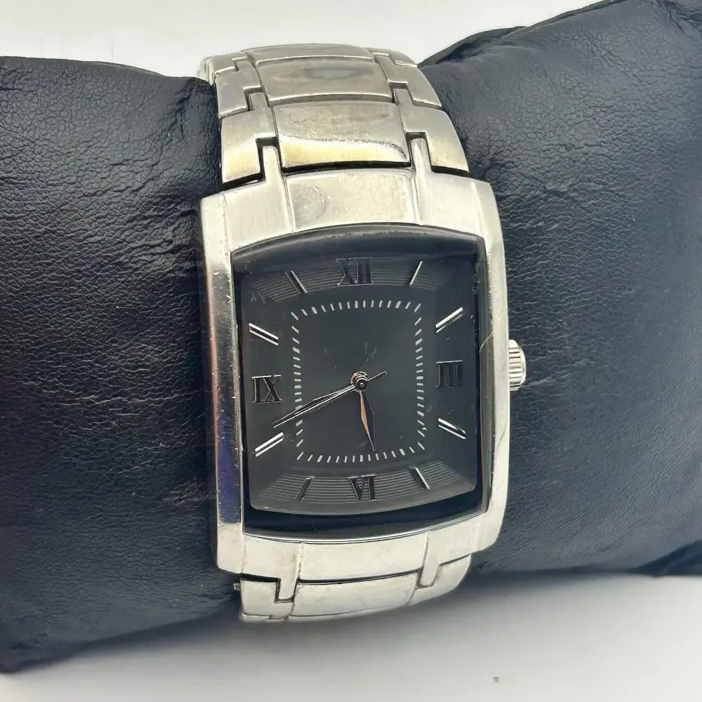 Merona FMDM220 Silver Tone Black Dial Men’s Watch Working New Battery